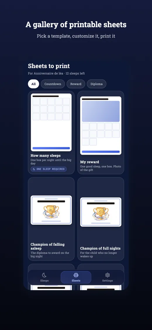 Gallery of printable sheet templates