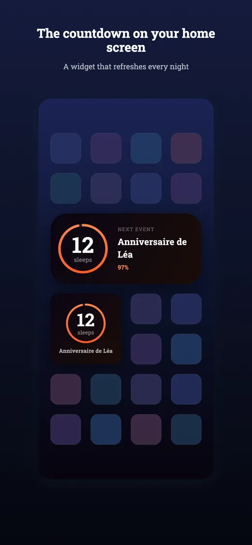 How many sleeps widget on a phone home screen